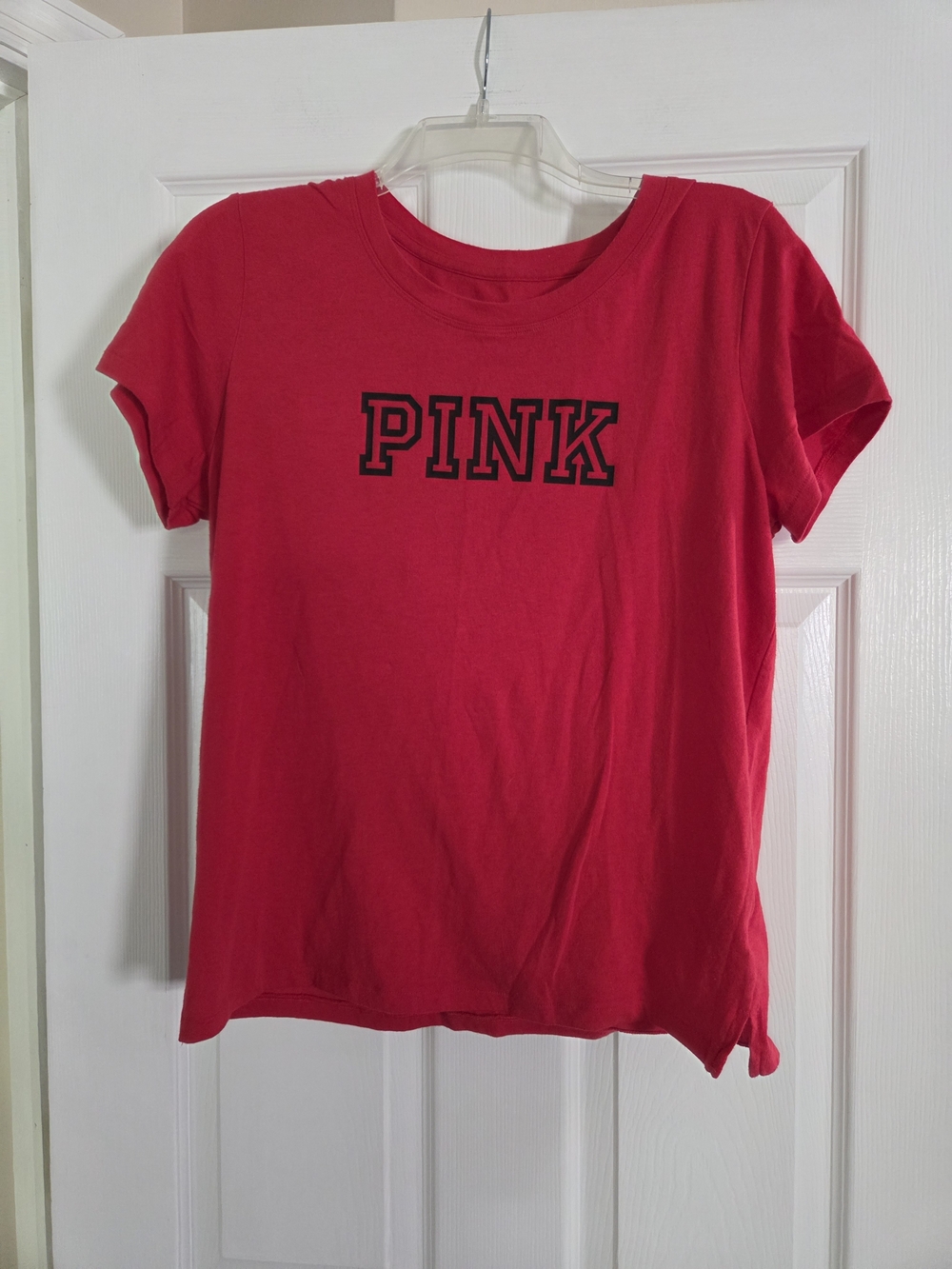 PINK Victoria's Secret Bright Pink Short Sleeve Tee with Logo Large